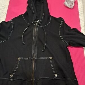 Onque Casuals Black Jacket with White Stitching